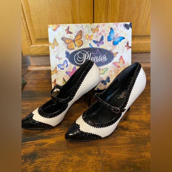PLEASER MARY JANE SPATS PINUP RETRO VINTAGE BONNIE CLYDE HEELS SIZE 9 - Picture 5 of 17